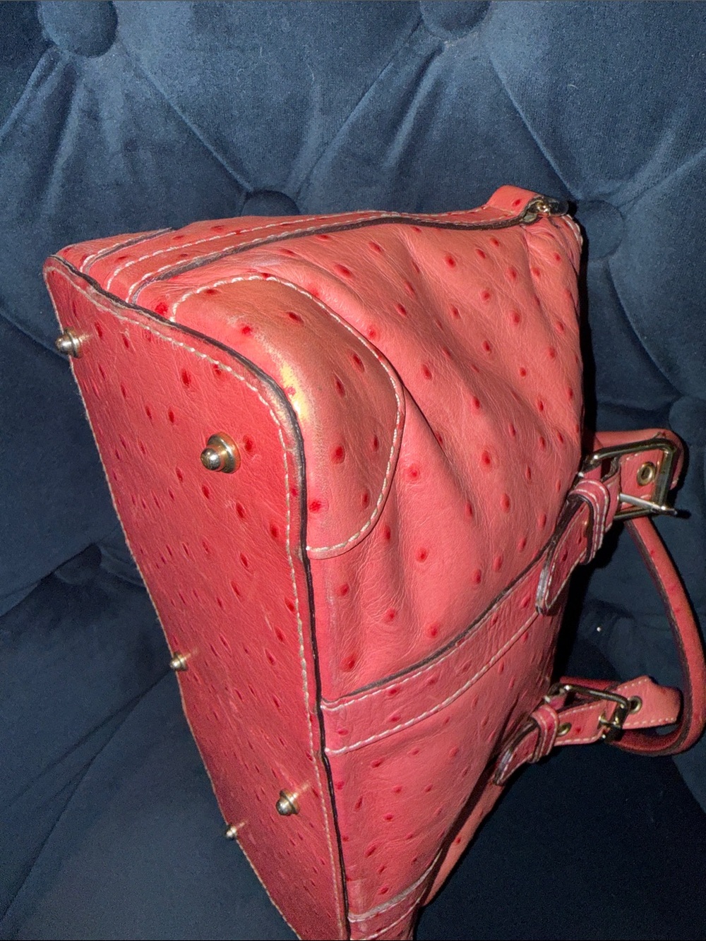 Vintage Dooney & Bourke Pink Ostrich-Embossed Shoulder Bag - Picture 10 of 12